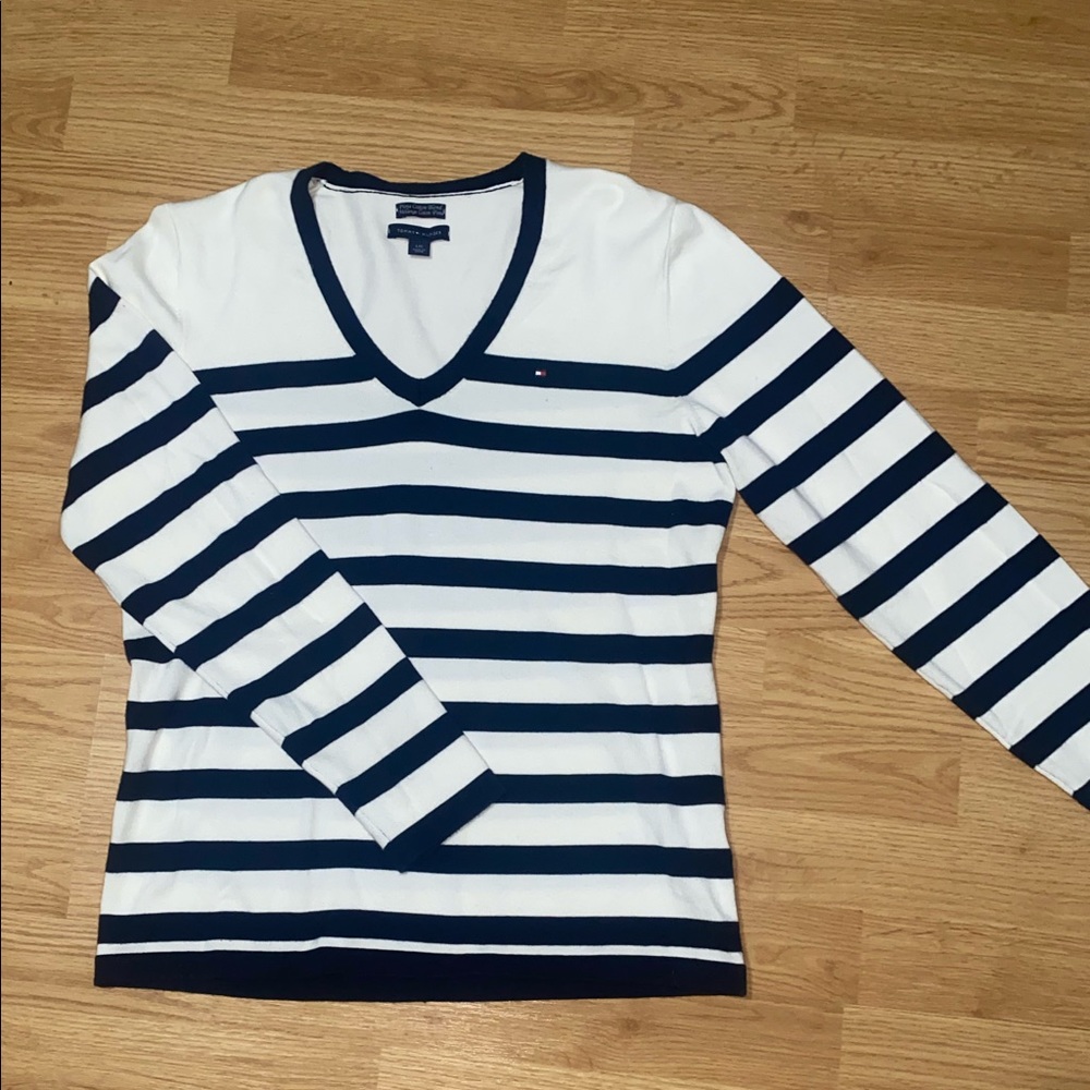 Tommy Hilfiger Striped Pima Cotton Blend Sweater